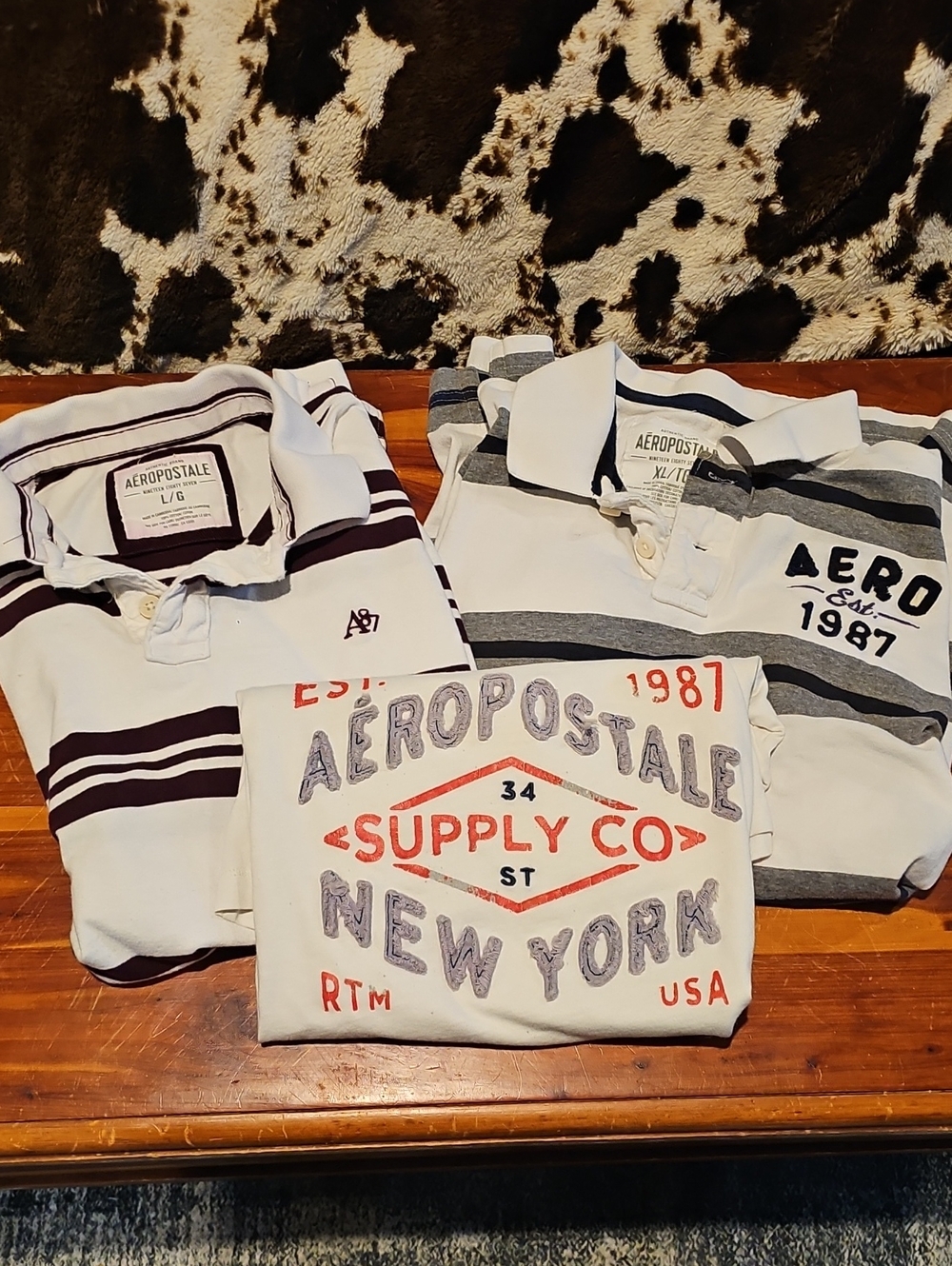 Aeropostale White Polo & Striped Tees Set